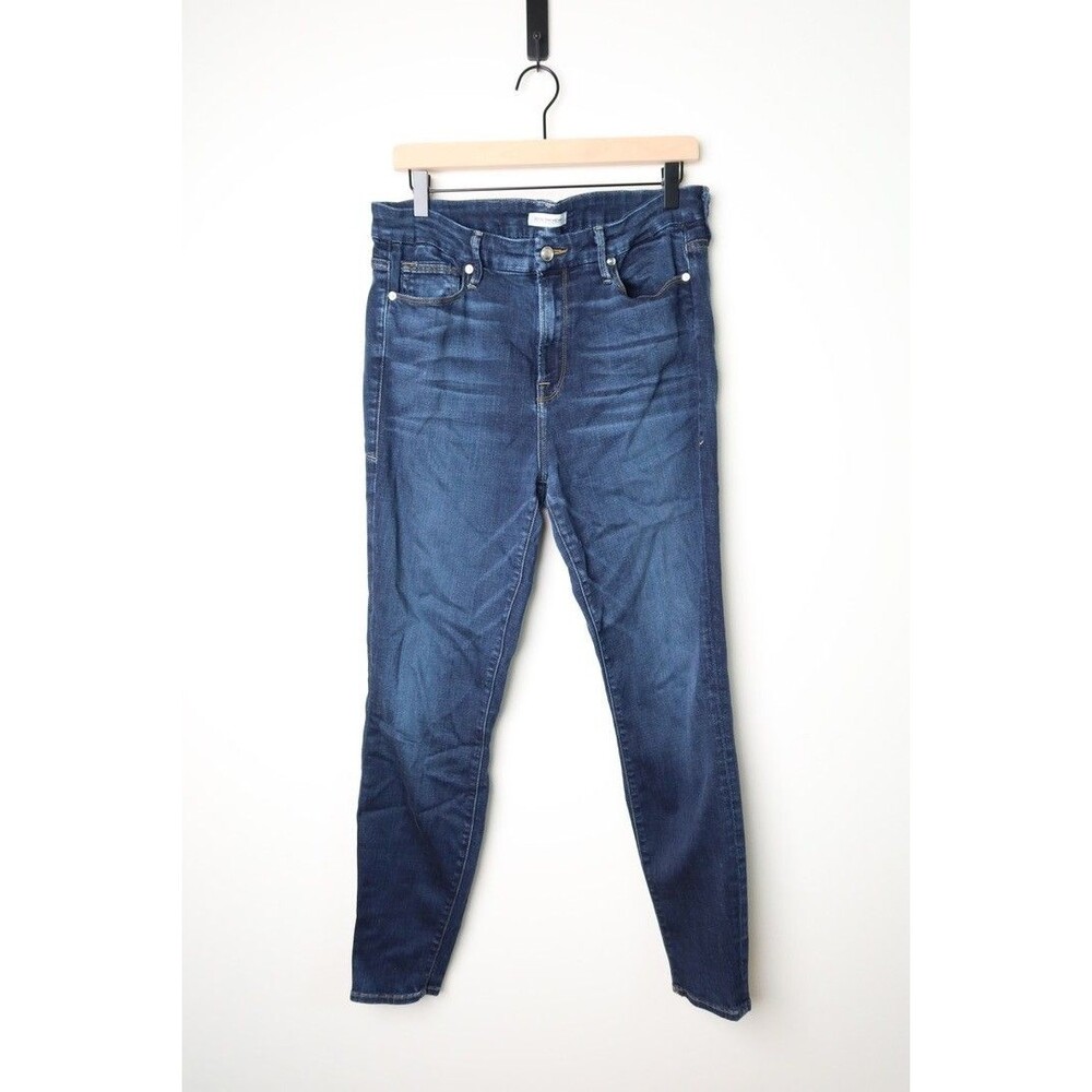 Good American Good Legs Dark Wash High Rise Skinny Jeans Women Size 14/32